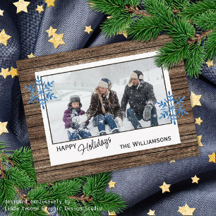 Postal Personalizado Snowflakes & Barnwood Planchas de ma