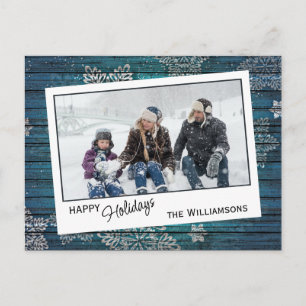 Postal Personalizado Snowflakes & Barnwood Planchas de ma
