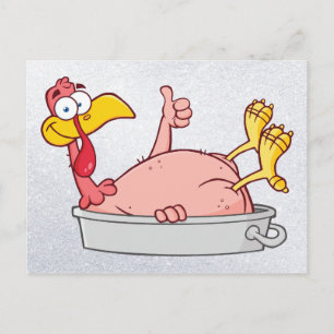 Postal personalizado sonriendo pavo en la sartén