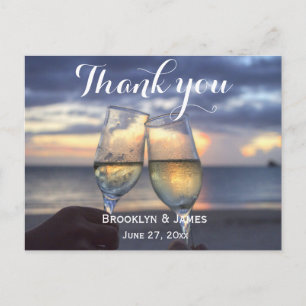 Postal Personalizado Sunset On Beach Wedding Gracias Post