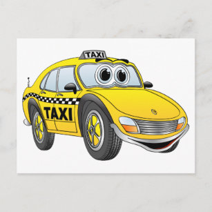 Postal Personalizado Taxi De 4 Puertas Amarillo