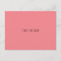 Postal personalizado "Te extraño" - rosa moderno