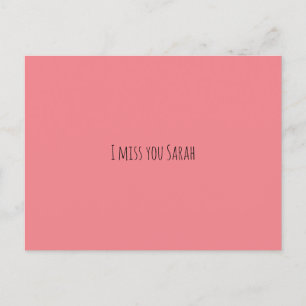 Postal personalizado "Te extraño" - rosa moderno