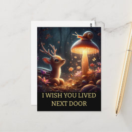 Postal Personalizado te extraño Whimsical Deer Mushroom