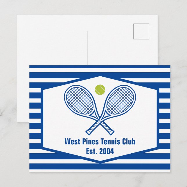 Postal Personalizado Tennis Country Club Blue Striping (Anverso / Reverso)