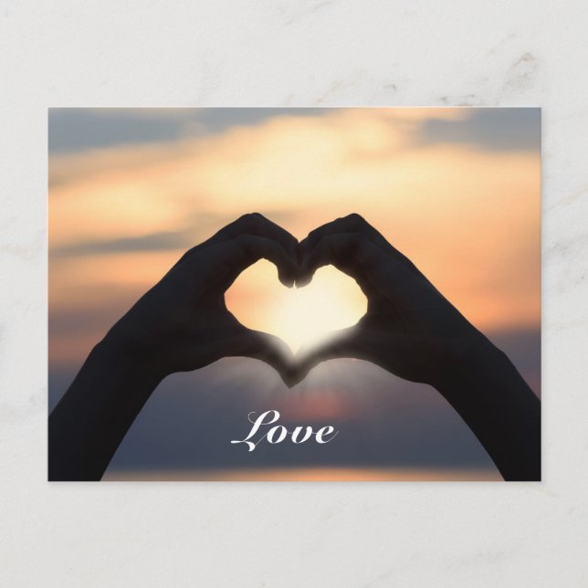 Postal Personalizado Texto Amor Manos Forma Corazón Crepú (Anverso)