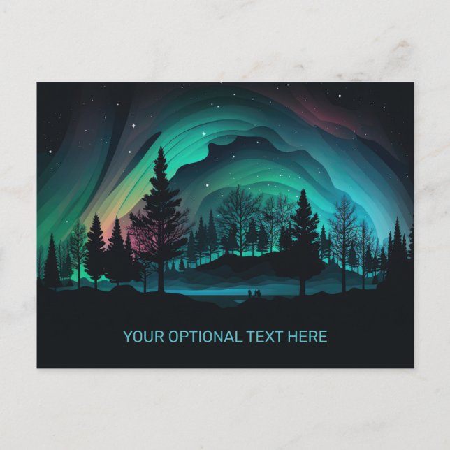 Postal Personalizado Texto Aurora Borealis Ilustracion (Anverso)