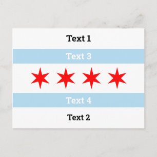 Postal Personalizado Texto Bandera Chicago Banderas Azule