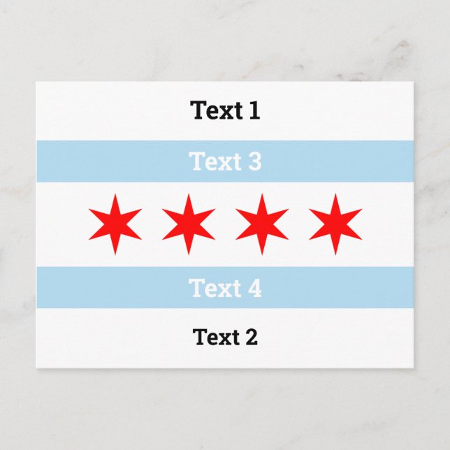 Postal Personalizado Texto Bandera Chicago Banderas Azule (Anverso)