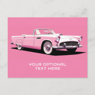 Postal Personalizado Texto Coche clásico rosa