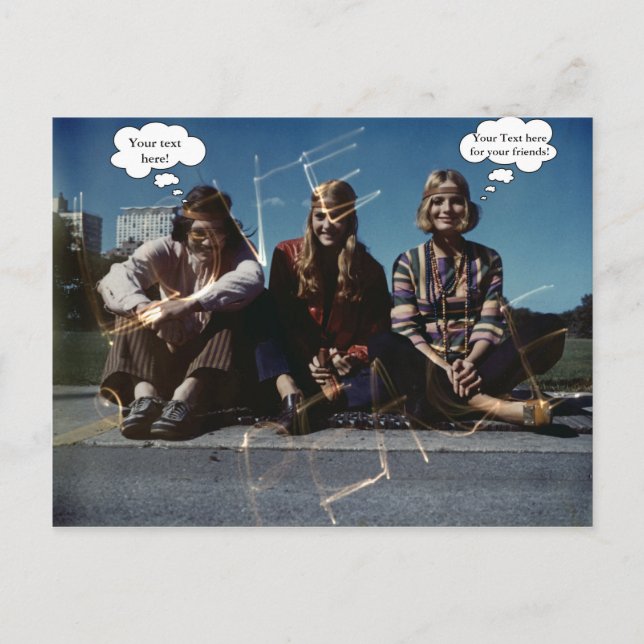 Postal Personalizado texto de Peace Young Hippies Free Lo (Anverso)