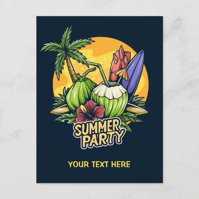 Postal Personalizado Texto Fiesta de verano tropical (Anverso)