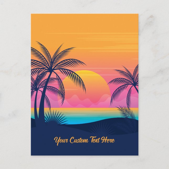 Postal Personalizado Texto Isla tropical Atardecer (Anverso)