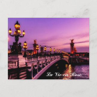 Postal Personalizado Texto La Vie en Rosa Seine Paris Fra