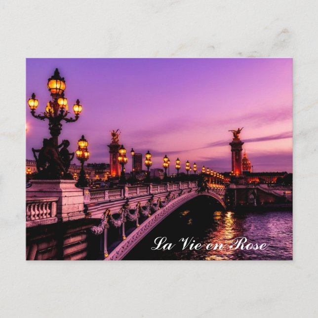 Postal Personalizado Texto La Vie en Rosa Seine Paris Fra (Anverso)