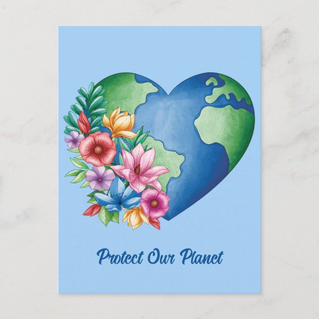 Postal Personalizado Texto Planeta Tierra Corazón (Anverso)