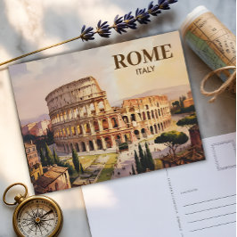 Postal Personalizado Texto Roma Italia Colosseo Retro acu