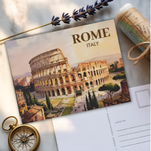 Postal Personalizado Texto Roma Italia Colosseo Retro acu