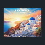 Postal Personalizado Texto Santorini Grecia Atardecer<br><div class="desc">Cambie o elimine los campos de texto si lo desea. Utilizando la herramienta de edición,  puede cambiar cada fuente y su tamaño y color si lo desea. Ver mi tienda para más artículos de Grecia.</div>