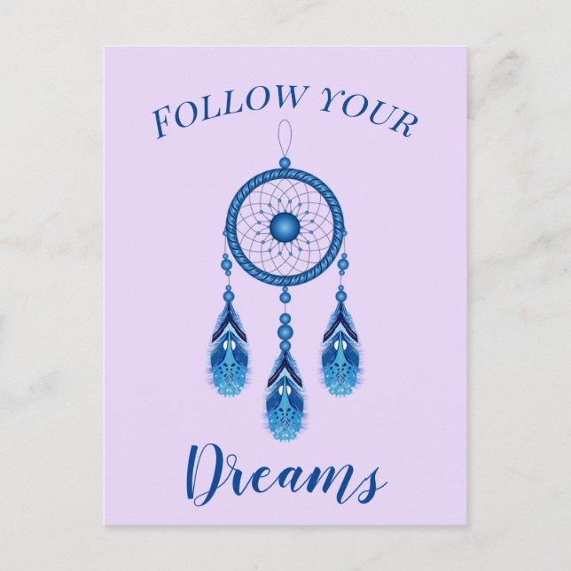 Postal Personalizado Texto Seguir su Dreams Blue Dreamcat (Anverso)
