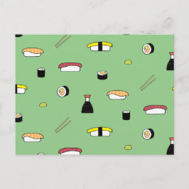Postal Personalizado Texto Sushi Tema Ilustracion Patrón 