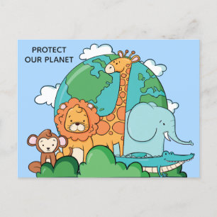 Postal Personalizado Texto Tierra con animales