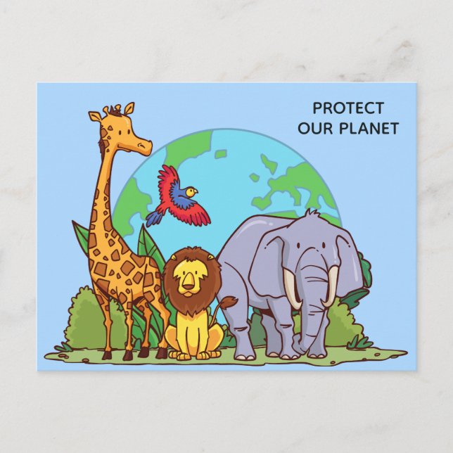 Postal Personalizado Texto Tierra con animales (Anverso)