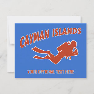 Postal Personalizado Texto y color Islas Caimán Buceador 