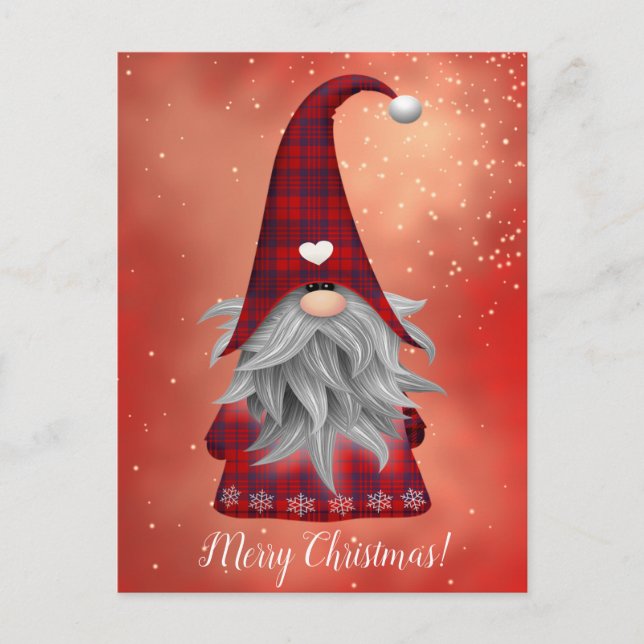 Postal Personalizado Textos Gnome rojo y festividades con (Anverso)