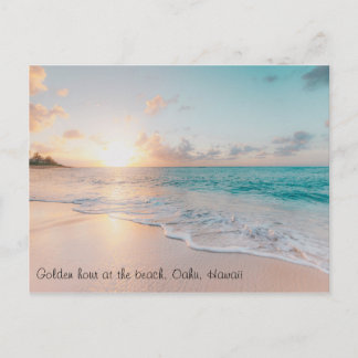 Postal Personalizado Textos Magnífica Hora Dorada Playa O