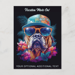 Postal Personalizado Textos Perro de vacaciones tropical