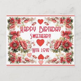 Postal Personalizado Textos Vintage Spray de amapola Cump