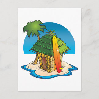 Postal Personalizado Tiki Hut con Surfboard y Palm