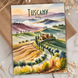Postal Personalizado Toscana Rolling Hills Watercolor Tra