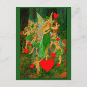 Postal Personalizado Valentine Fairy Princess Red Hearts 