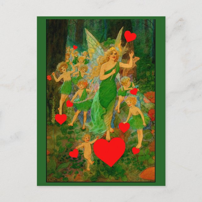 Postal Personalizado Valentine Fairy Princess Red Hearts  (Anverso)
