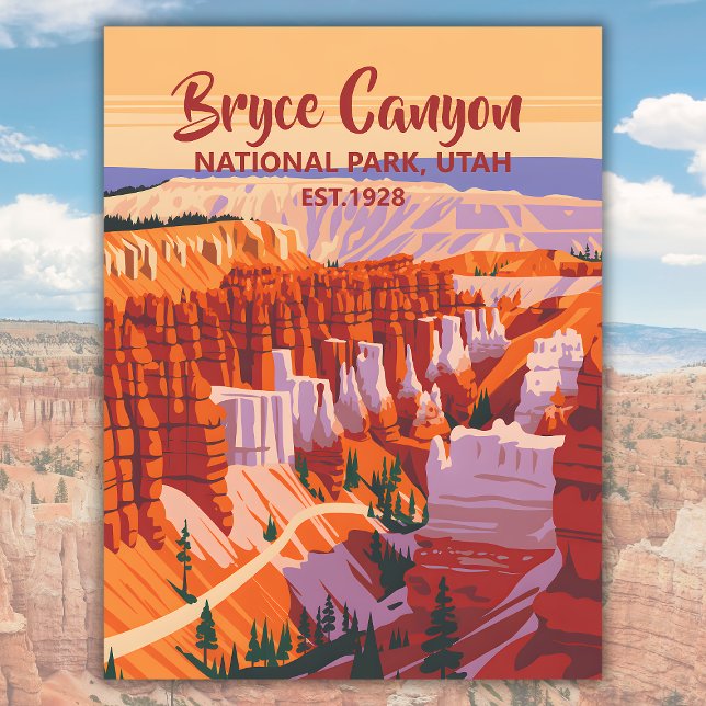 Postal Personalizado Vintage Bryce Canyon Parque Nacional (Custom Vintage Bryce Canyon National Park Sunset Postcard)