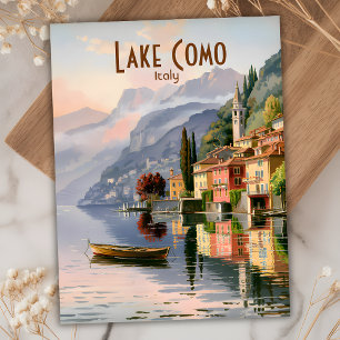 Postal Personalizado Vintage Lake Como Italy Watercolor T
