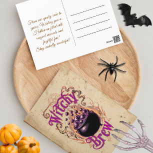 Postal Personalizado Vintage Scary Cauldron Brew Hallowee