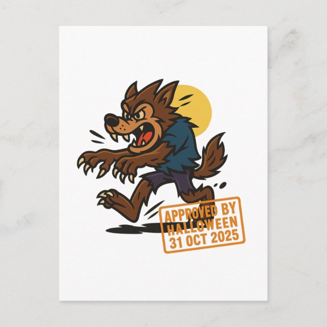 Postal Personalizado Werewolf - Aprobado por Halloween (Anverso)