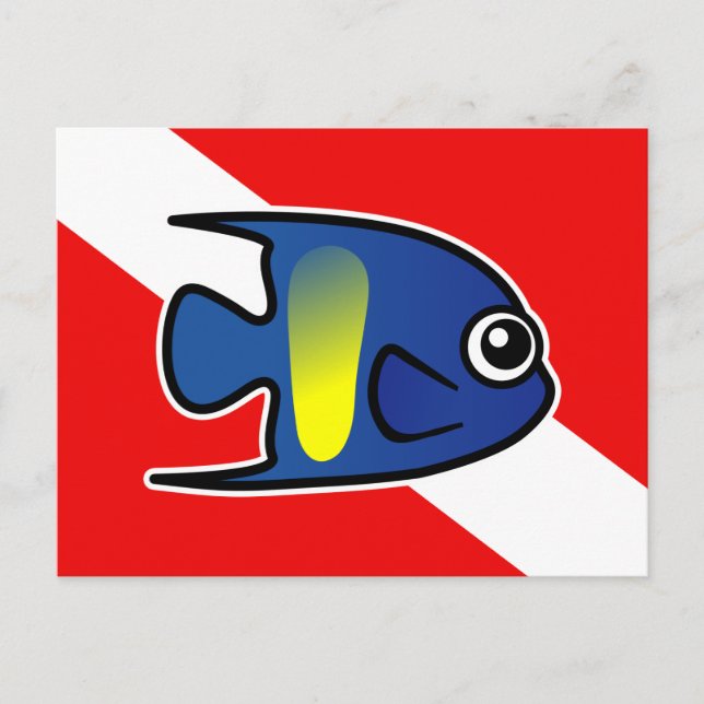 Postal Personalizado Yellowbar Angelfish Bandera de buceo (Anverso)