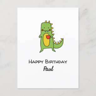 Postal personalizados niños dinosaurio feliz fiesta de cu