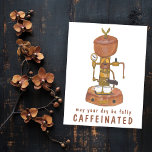 Postal Personalizar de café de la máquina de espresso de<br><div class="desc">Postal de saludo de personalizable. Añade o edita tu propio texto en el frente para un uso diferente. Revisa mi tienda para más diseños de tarjetas!</div>