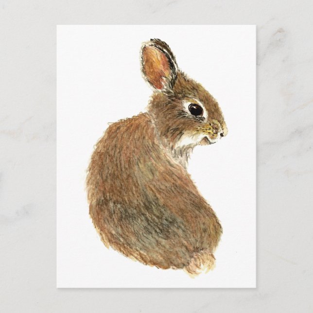 Postal Personalizar este conejo curioso, animal acuarela (Anverso)