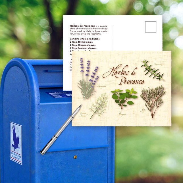 Postal Personalizar Herbes de Provence Postcard (Send a recipe for Herbes de Provence to your favorite cook  or chef!)
