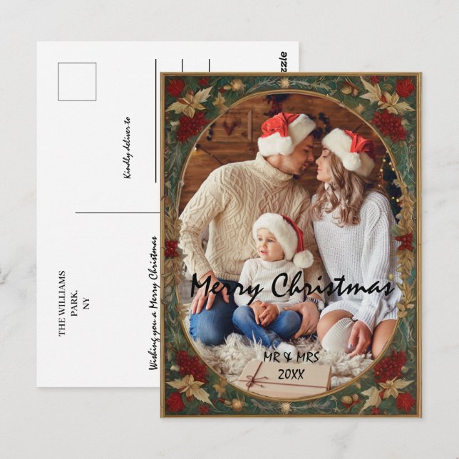 Postal Personalizar los Navidades enmarcan con su foto (Anverso / Reverso)