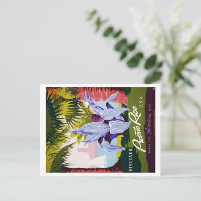 Postal Personalizar tropical de viajes de la vieja Puerto (Anverso de pie)