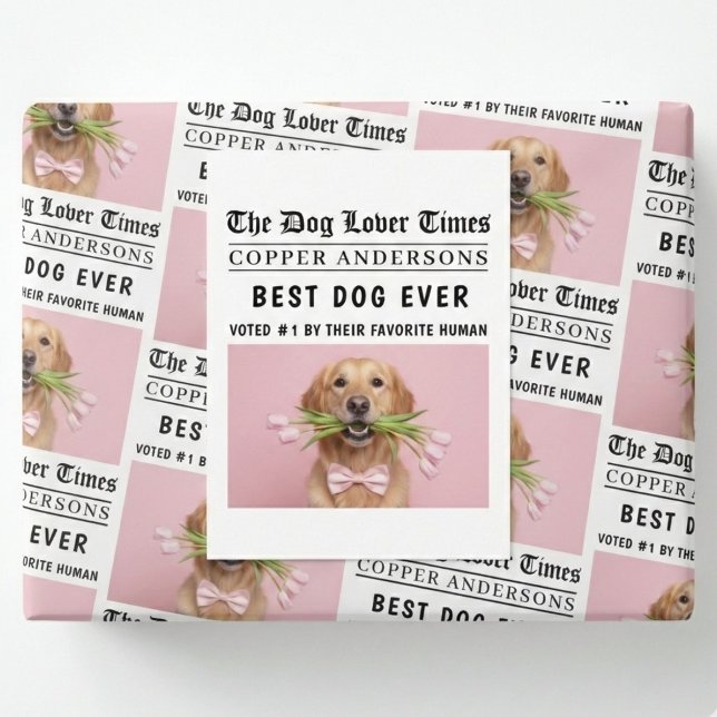 Postal Personalized “Best Dog Ever” Dog Newspaper (Subido por el creador)