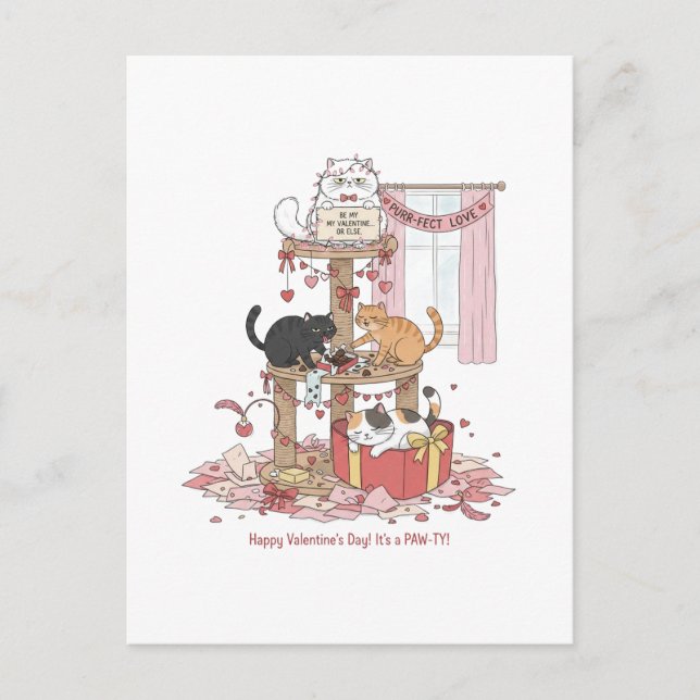 Postal Personalized Cat's Meow Valentine's Day Postcard (Anverso)