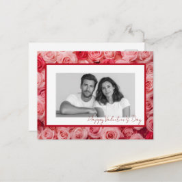 Postal Personalized Couple Photo Valentine Roses Card